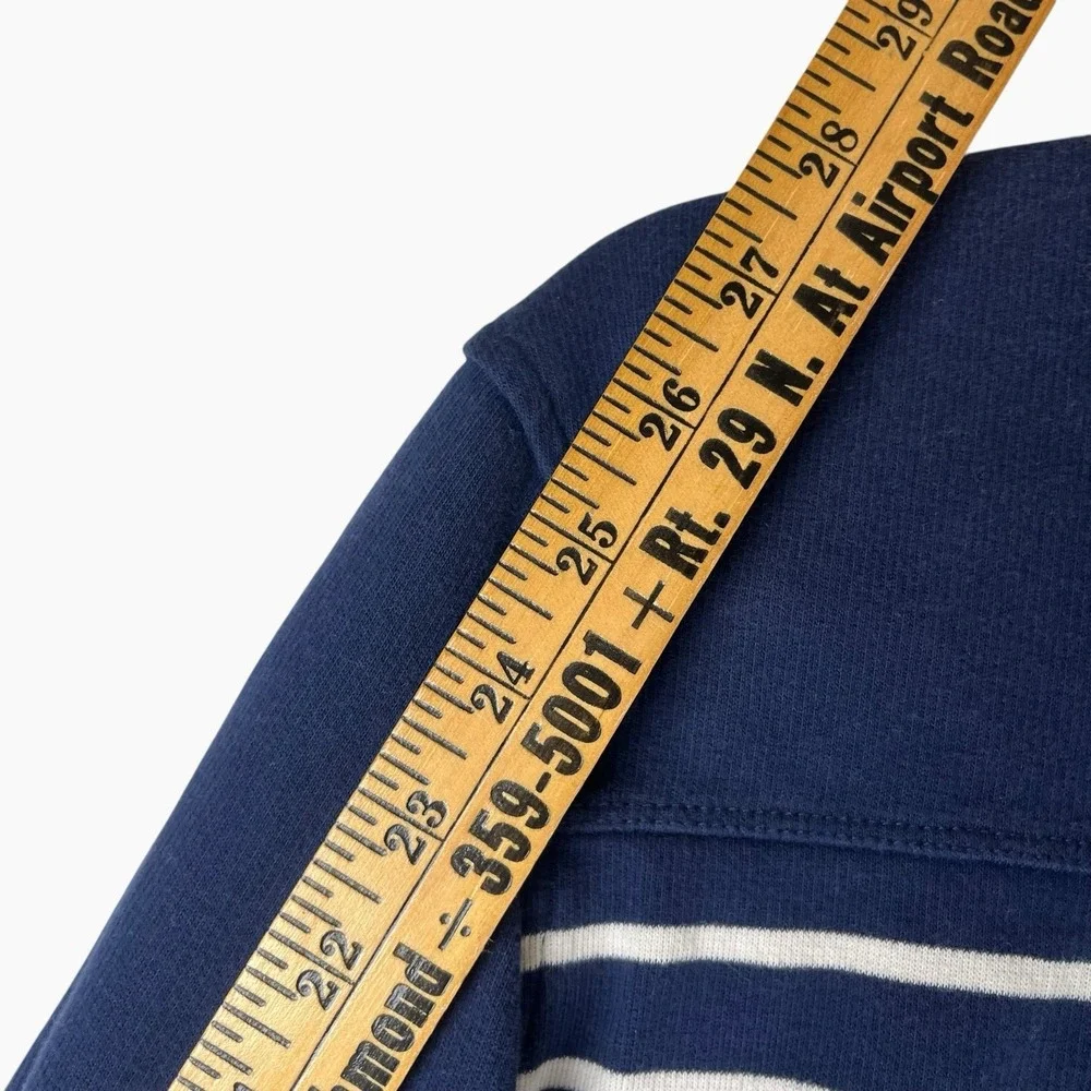 BANANA REPUBLIC 1/4 Zip Sweater Men's‎ Large Blue Preppy Striped Nautical Cotton